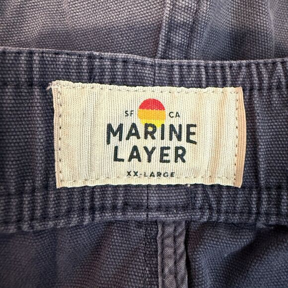 Marine Layer Saturday Beach Washed Chino Canvas Cotton Shorts 6" Navy Blue XXL - Picture 5 of 10